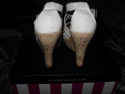   Russe white strappy platform heels sandals wedges size 8  