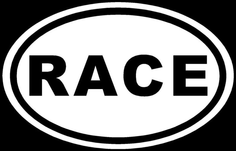 RACE Sticker White Oval Euro JDM Car Window Decal Track  