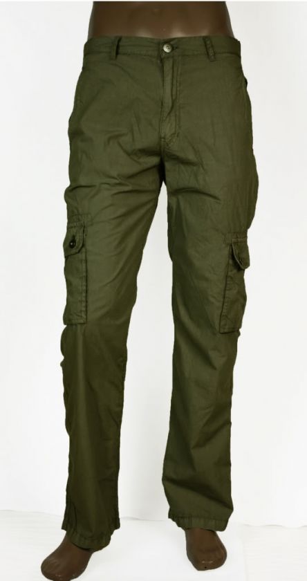 NEW MENS INC OLIVE FADED CASUAL COTTON CARGO PANTS  