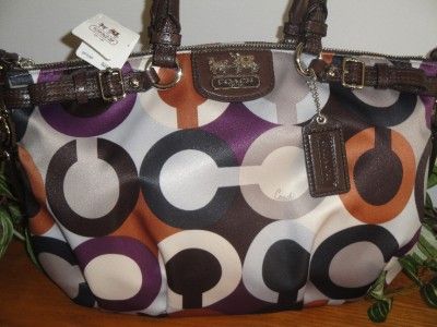 NEW COACH MADISON GRAPHIC OP ART SOPHIA BAG SATCHEL 18636 CHAIN PURPLE 