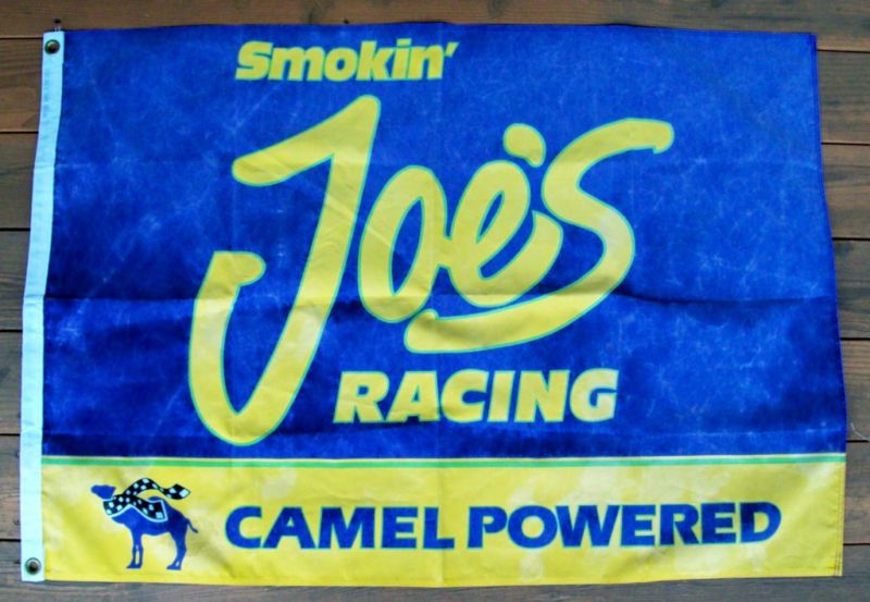 SMOKIN JOES RACING VINTAGE NASCAR FLAG RARE USED  