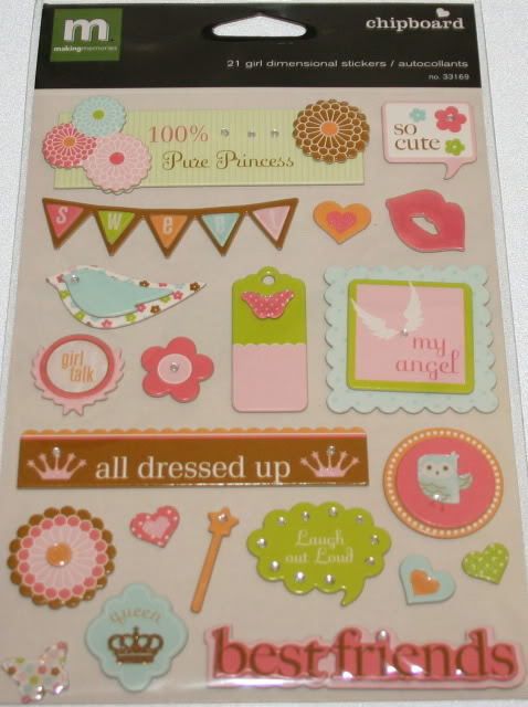 Making Memories GIRL Chipboard Dimensional Stickers  