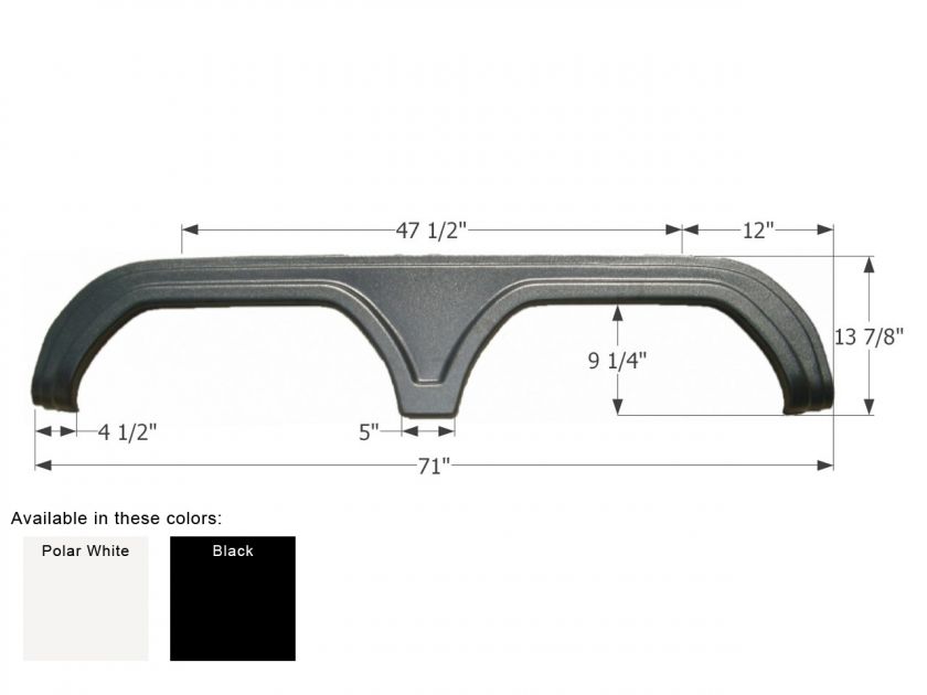 71 x 13 7/8   Black Tandem axle fender skirt (Polar White available 