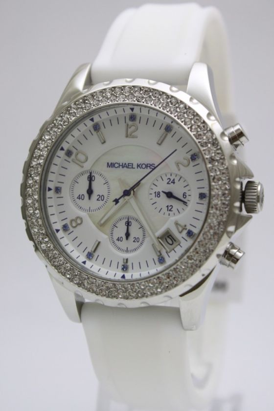 Michael Kors Women White Silicone Chrono Watch MK5389  