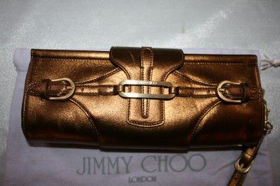 AUTH JIMMY CHOO METALLIC CLUTCH EVENING BAG PURSE SALE  