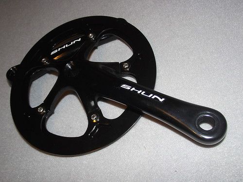 SHUN(2) SINGLE SPEED CRANK SET FOR FIXIE BIKES BLACK  