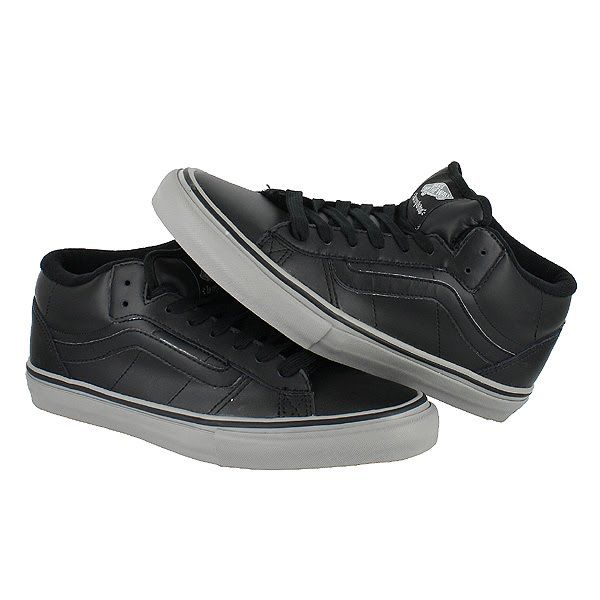 VANS LA CRIPTA DOS MID BLACK GRAY LEATHER MENS US SIZE 9.5  