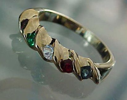 VINTAGE style 5 stone Birthstone GOLD ep Band Ring Sz9  