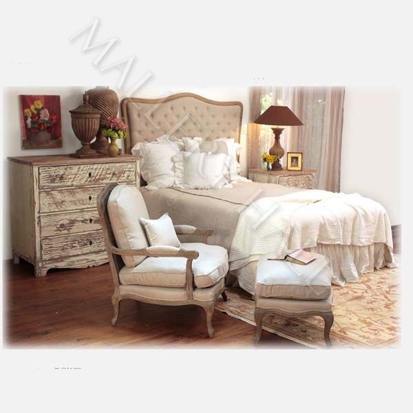 Weathered Oak Queen Headboard Tufted Linen Upholstery   Your Dreams 