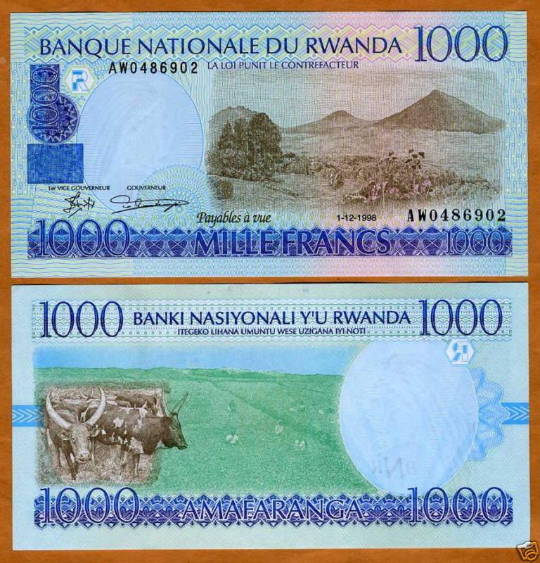 Rwanda, 1000 (1,000) Francs, 1998, P 27, CV=$15, UNC  