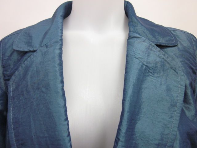 DEBRA DEROO Blue Shiny Collared Button Down Blazer Sz S  