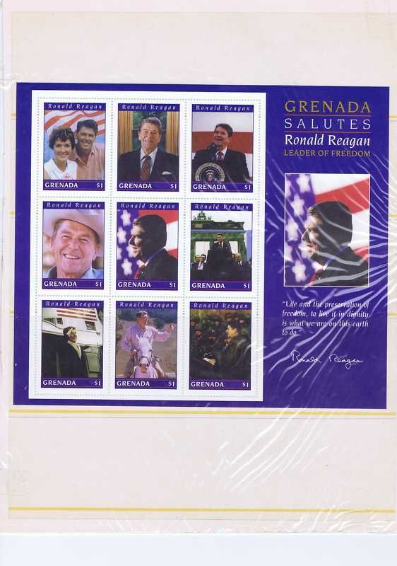 GRENADA   RONALD REAGAN SOUVENIR SHEET NHM  