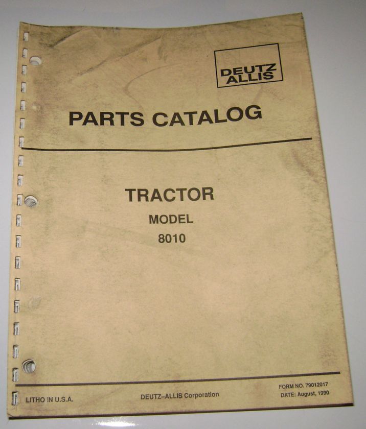 Deutz Allis Chalmers 8010 Tractor Parts Catalog manual book 79012017 