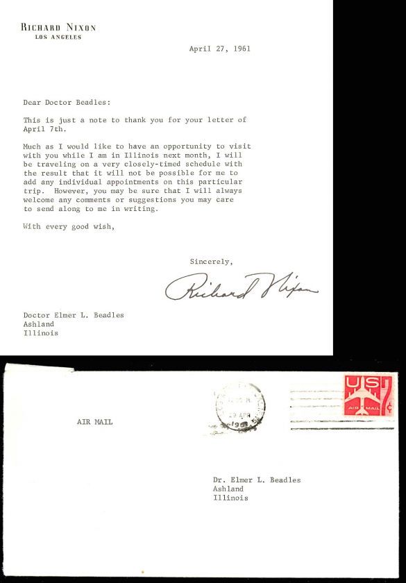 RICHARD NIXON SIGNED LETTER   Includes mailing envelope  