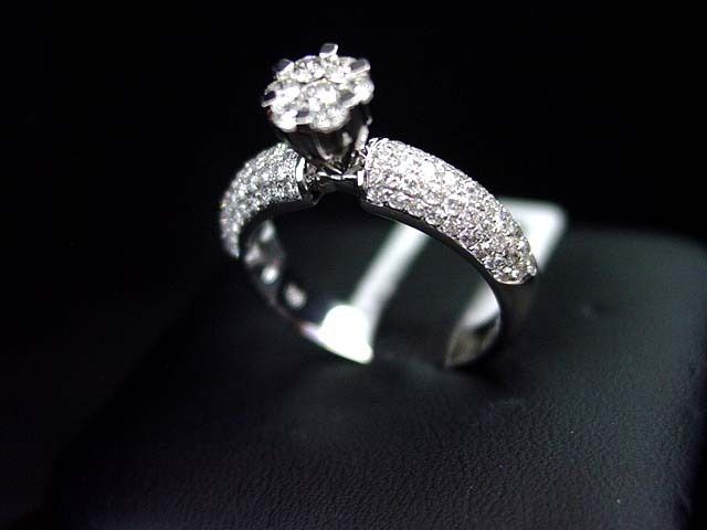 WOMENS DIAMOND ENGAGEMENT RING 14K WHITE GOLD ROUND  