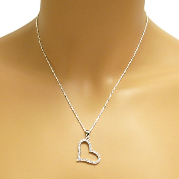 925 Sterling Silver Multi  CZ Heart Necklace 2 Styles  