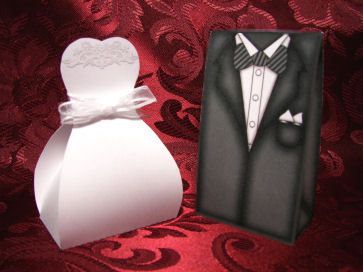 Wedding Favor Box Dress Tuxedo Bride & Groom Die Cut  