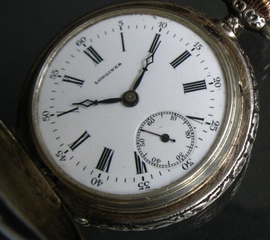 OLD 0.900 SILVER LONGINES HOLLY FRERES HUNTER SWISS POCKET WATCH FROM 