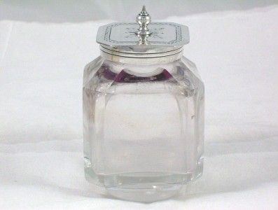   Sterling Silver Hinged Top & Cut Glass Inkwells dated 1886  