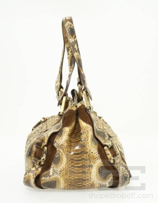 Jimmy Choo Brown & Tan Snakeskin Mahala Bag  