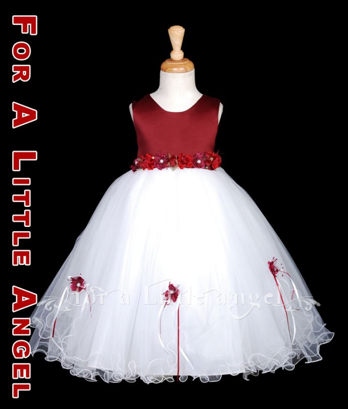 Flower Girl Dress w Roses Pageant 601 sz 2 4 6 8 10  