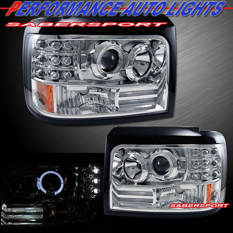 1992 1996 FORD F SERIES / BRONCO 1PC STYLE HALO PROJECTOR HEADLIGHTS