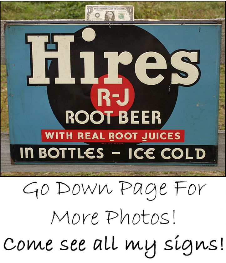 Embossed Hires R J Root Juice Beer Advertising Advertisement Ad Metal 