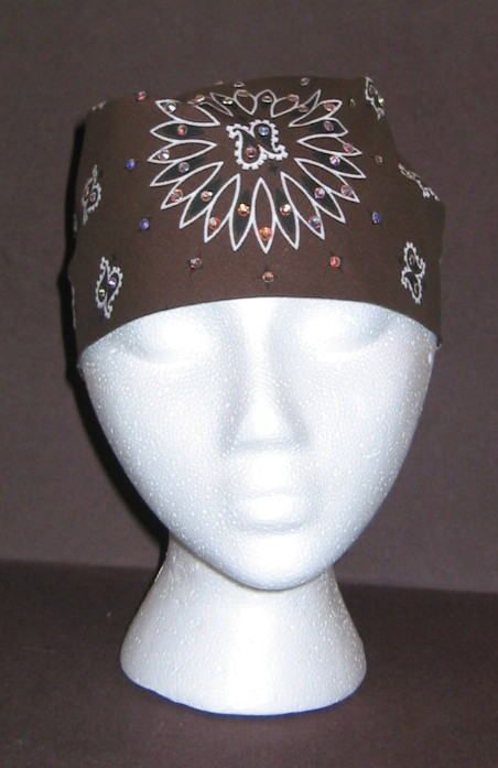 NEW Brown Biker Bling Bandana Do Rag Swarovski Crystals  