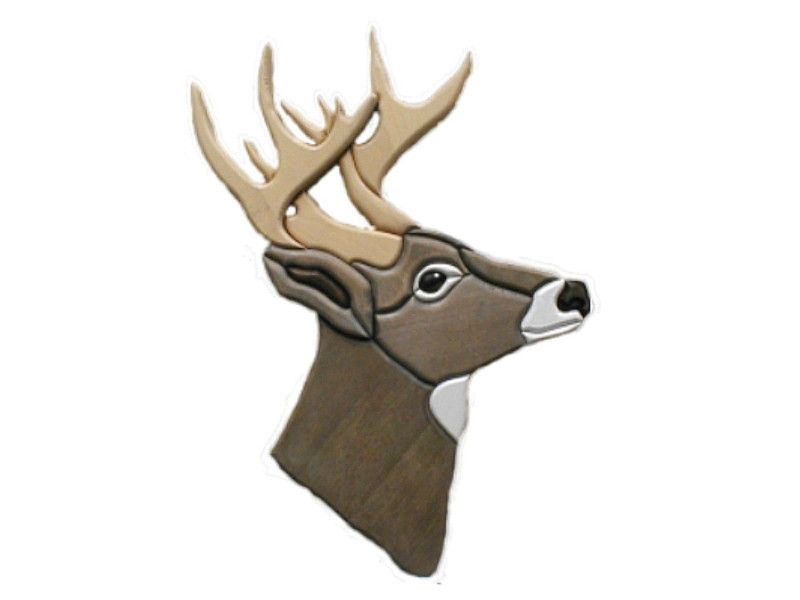 DEER Wood OAK INLAY INTARSIA 12x15 BUCK Wall Plaque  