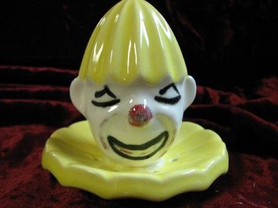 VINTAGE CERAMIC CLOWN JUICER REAMER RARE 1950s UNSIGNED  