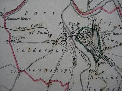 1835 Castle Map CARLISLE COCKERMOUTH Cumbria England  
