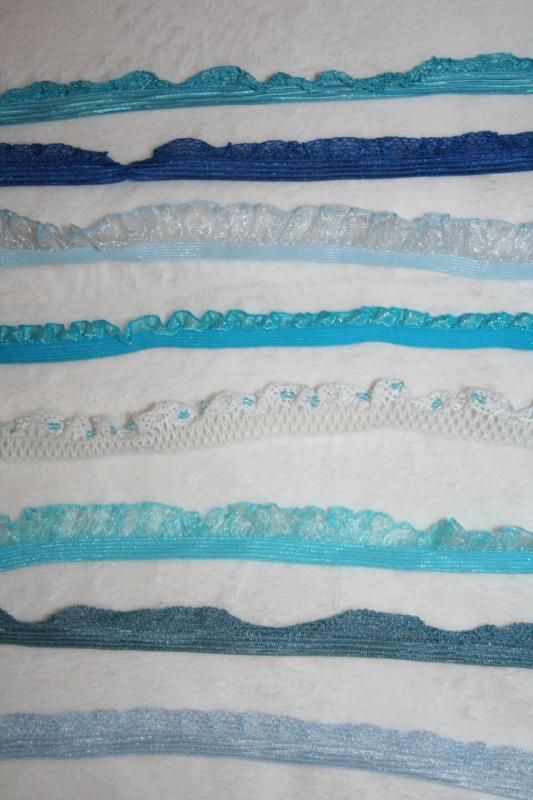 yds Blue Turquoise Aqua stretch ruffle organza trim  