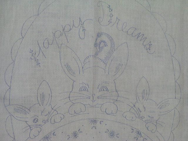 Soft Cotton Baby Blanket Happy Dreams Bunny Embroidery  