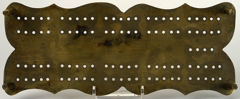 05825 Georgian Brass Scroll Edge Cribbage Board c.1750  