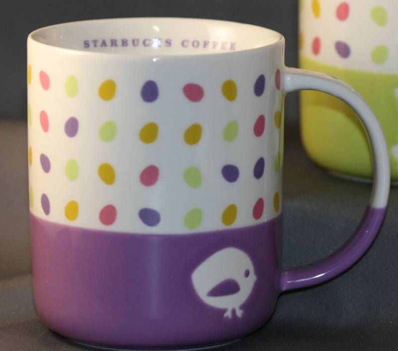 2008 Starbucks Easter Purple Mug   Chick & Eggs abound  