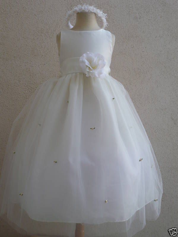 FLOWER GIRL DRESS ROSEBUD IVORY PAGEANT ALL SIZE  