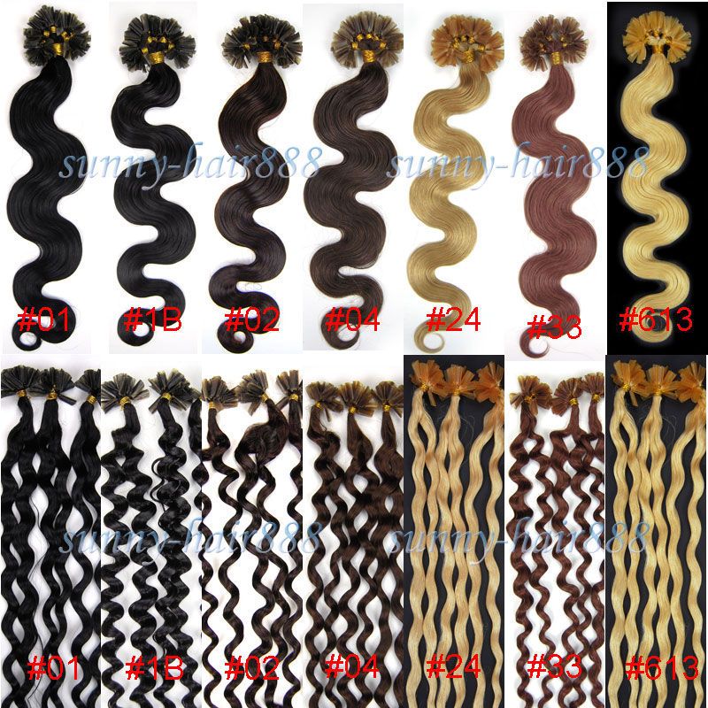 Nail tipped pre U tipped Remy HUMAN HAIR EXTENSIONS ★BODYWAVY/Culy 