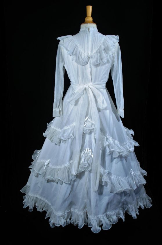 60s bridal wedding dress gown featured in a clean white sheer chiffon 