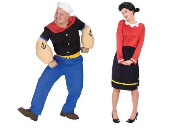 POPEYE & OLIVE OYL SM ADULT COUPLES COSTUME SET *NEW*  