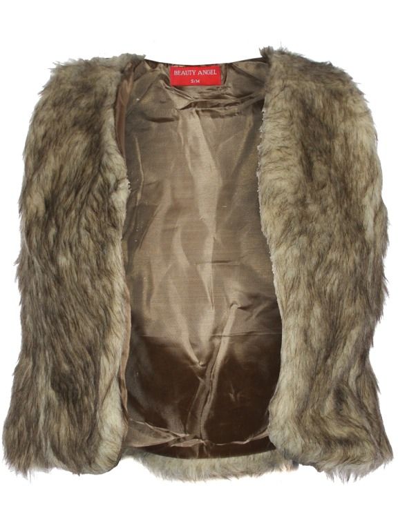 WOMENS LADIES FUR GILET CROP WAIST JACKET COAT TOP 8 14  