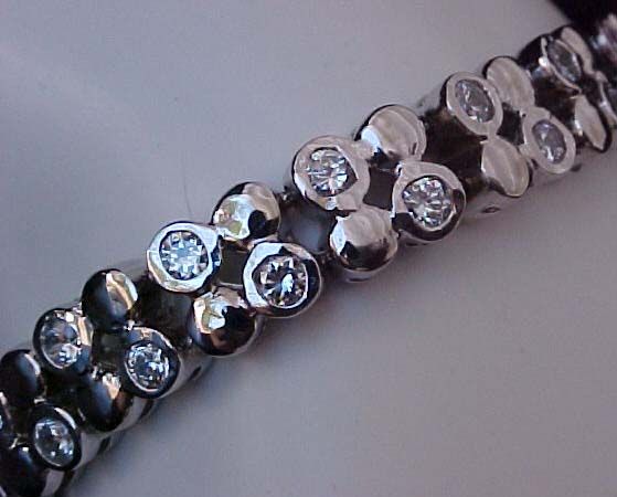   ROW Bezel BRILLIANT cuts Signity cz Rhodium Sterling Silver BRACELET