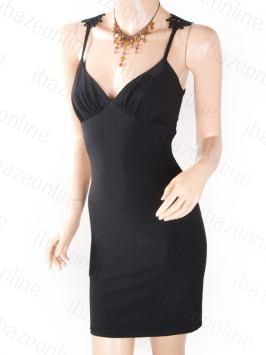 Black Backless Embroidery Back Slim Mini Dress S M L XL  