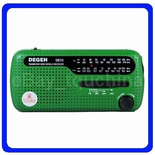 DE13 CRANK DYNAMO SOLAR EMERGENCY AM FM SW DEGEN RADIO  