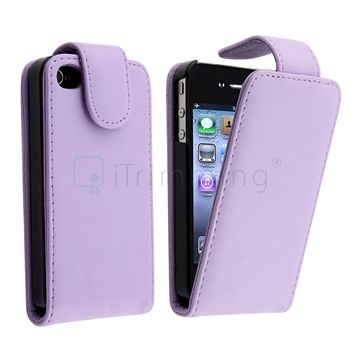 Purple Leather Magnetic Flap Case Cover for iPhone 4 4G 4S Sprint 