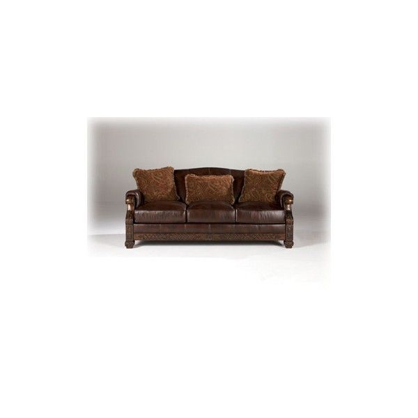 ASHLEY OAKMERE TRUFFLE Unique GENUINE LEATHER Formal Sofa AND Love 