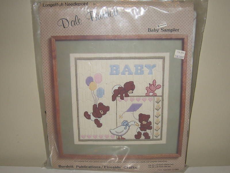 Dale Burdett Baby Sampler Needlepoint Craft Vintage NIP  