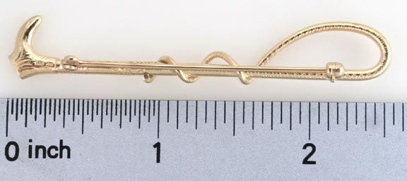 Vintage American 14K Yellow Gold Riding Crop Pin Brooch  