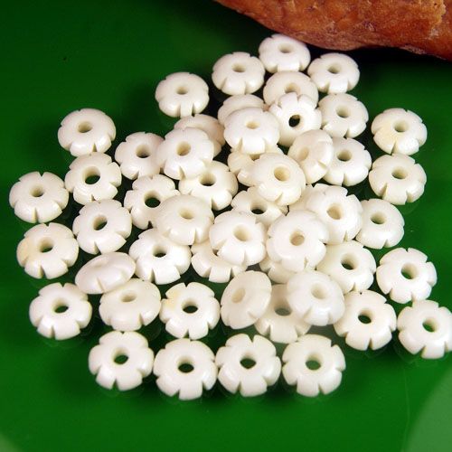 9X3mm White Carve Yak Bone Rondelle Beads 50PCS 8101543  