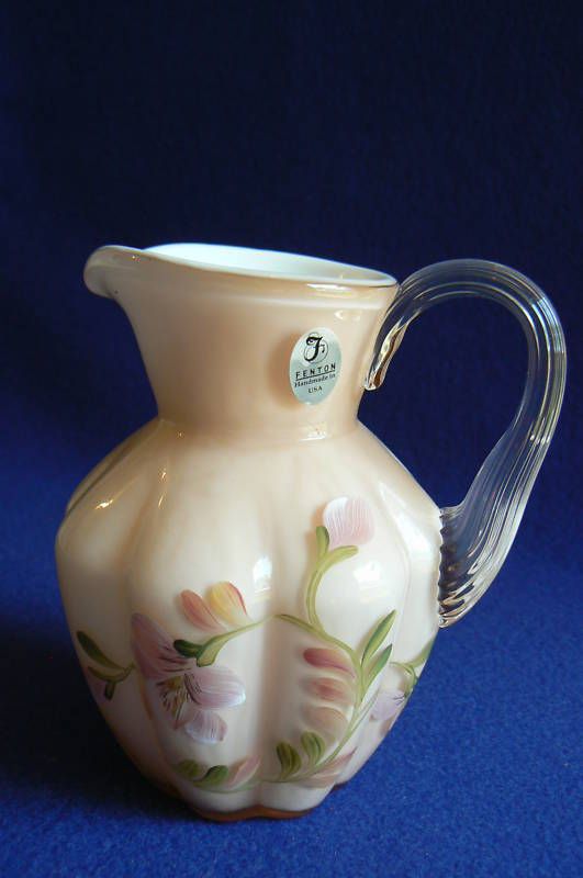 Fenton 6 Sunset Overlay Melon Pitcher Baroque Floral  