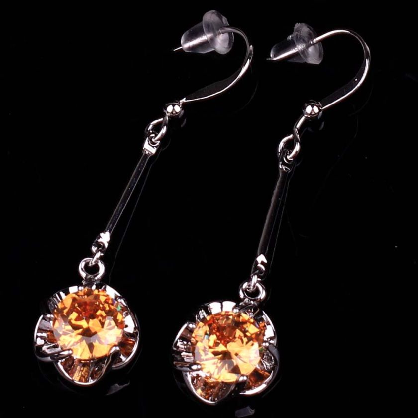 139E5 MORGANITE GEMSTONE DANGLE HOOK SILVER EARRING F/S  